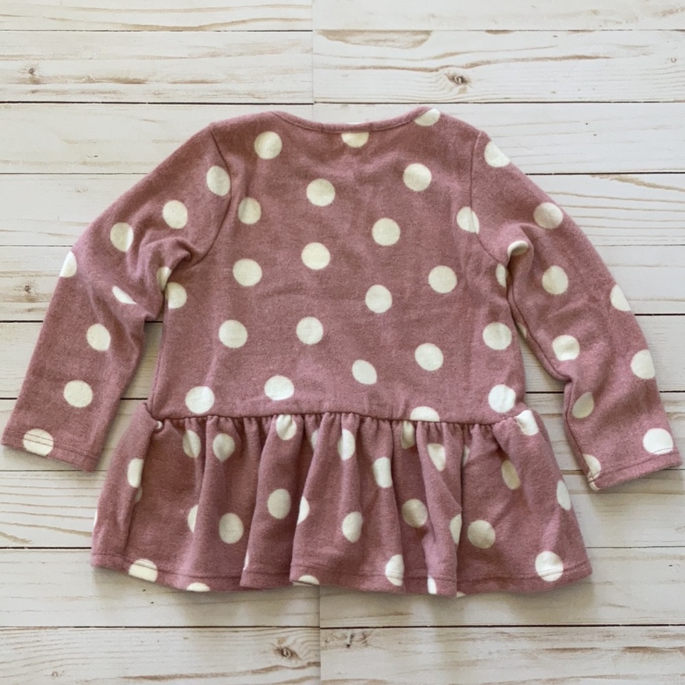 Girls Mauve & Cream Long Sleeve PolkaDit Tunic Top - Picture 5 of 5